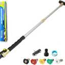 2025 Upgraded Long Extendable Jet Dual Nozzle for Garden Hose 18-31, Includes 5 Interchangeable Nozzles and Quick Connectors High Pressure Washer Tools for Window/Car/Patio/Pet/Floor Cleaning(Black)