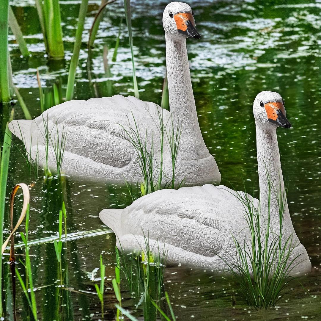 Swan Decoys for Geese | Large Floating Swan Decoy for Pool, Pond & Lake [2 Pack], 31 x 13.8 x 17.2 inches