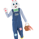 Morph Easter Bunny Costume Adult Rabbit Mascot Dungarees Suit for Easter Costumes Celebrations and Events Size XL