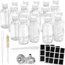 2OZ Small Glass Bottles with Lids,60ml Boston Round Wellness Shot Bourbon Whiskey Sample Bottles 2oz for Liquor,Juices,Sauces,Essential Oils,Hot Sauce,Leak Proof 20 Pack