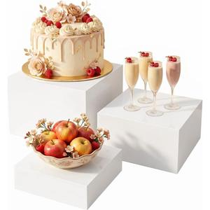 3Pack White Buffet Risers and Stands, Acrylic Food Risers for Buffet Table, Nesting Display Stand Shelf for Party Catering & Dessert, White Risers for Display for Food, Jewelry & Collectibles