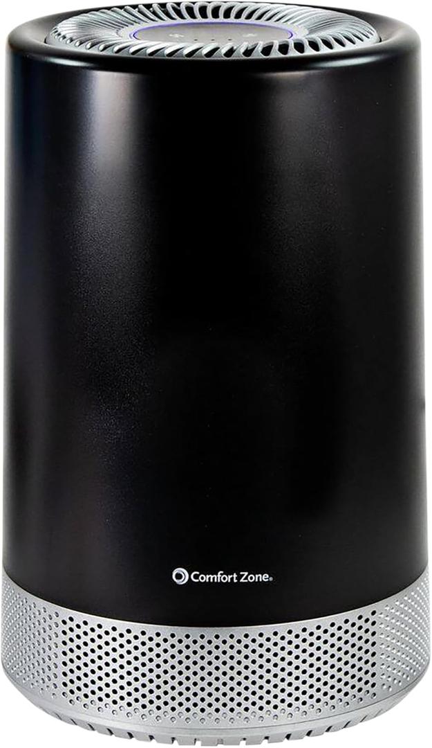 Comfort Zone CZAP101SBK H13 HEPA Air Purifier with WiFi App Control - Smart Air Filter & Cleaner for Home, Remove Dust, Odor, Pollen - Compact Ionizer with Timer & Night Light, 150 sq. ft. (Black)
