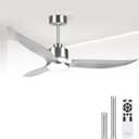 52 Inch Ceiling Fan with Lights, High CFM 3 Blades Sliver Ceiling Fan with Remote Control, Quiet DC Motor Fan for Indoor Outdoor (Silver)