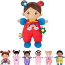 OUOZZZ Soft Baby Doll for 1 Year Old Girl Gifts - First Hispanic Doll for Girl Birthday Christmas Plush Gift for Toddler Latino Doll Brown Skin 10"