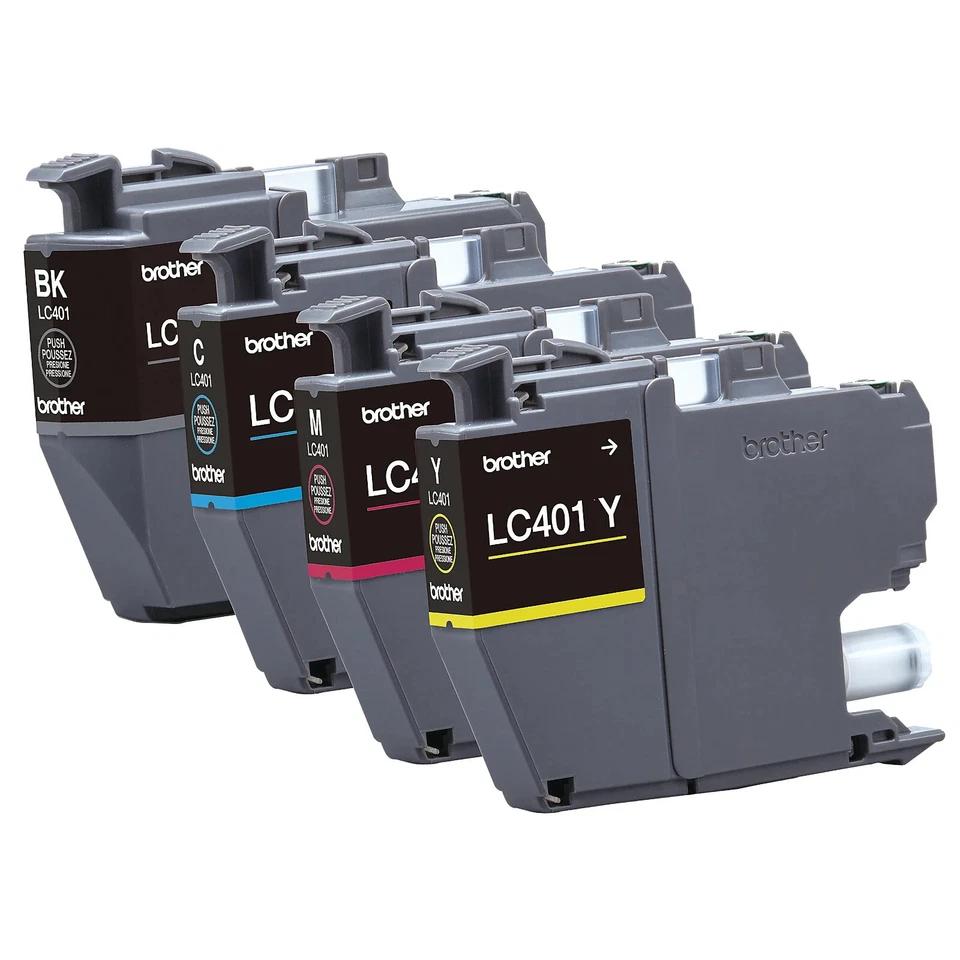 Brother Genuine LC401 4PKS Standard Yield 4Pack Ink Cartridges – Includes 1 Cartridge Each of Black, Cyan, Magenta and Yellow
