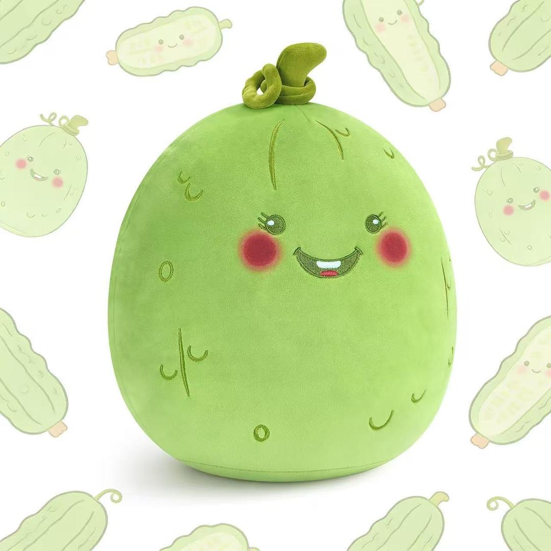 PEACH CAT Original Pickle Stuffed Animal 12" Cute Cucumber Plush Soft Vegetable Plushies Toys Gifts for Kids Green