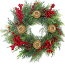 Seasons Christmas Candle Holder Wreath, 18 inch Advent Centerpiece Decor, Candle Wreath Decorations for Table Indoor Home & Church