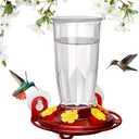 Kingsyard Window Hummingbird Feeder for Outside, 14 Oz Hummer Bird Nectar Feeder with 4 Feeding Ports & Circle Perch, Easy to Clean and Refill, Hummingbird Gifts (Transparent)