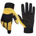 4 x RIGWARL Upgraded Work Gloves Men with Wear-resistant Rubber Patch on Palm, Gardening Gloves Thickened Padding for Protection, Safety Work Gloves Women Tear resistant for yard, Mechanics, Construction (Large, Premium Yellow- (95% Wear-resistant, M))