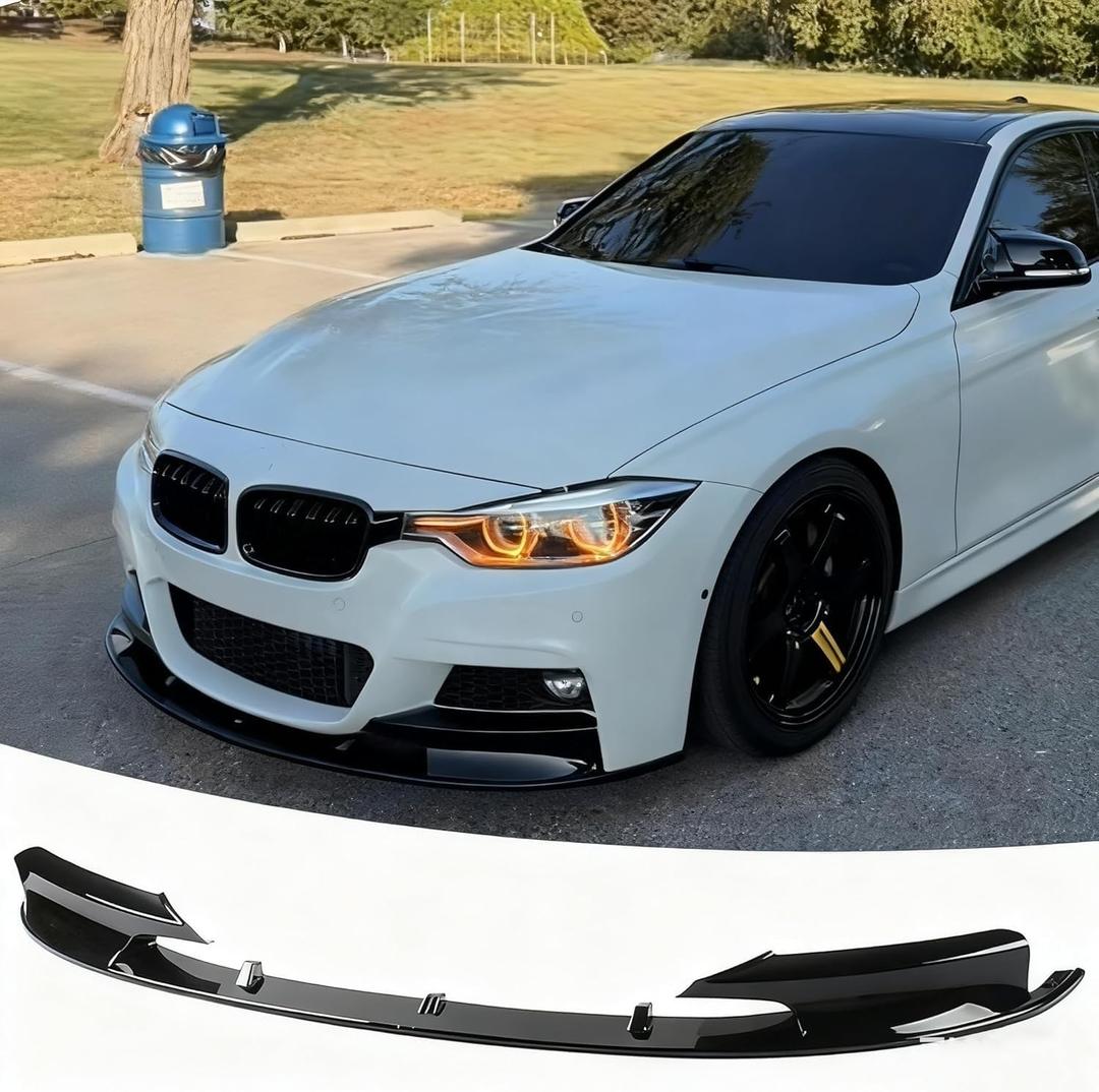 Front Bumper Lip Splitter Spoiler Fit for BMW F30 F31 (Only M Sport) 3 Series 2012-2018 328i/ 330i/ 335i/ 340i/ 330e Gloss Black Accessories Air Chin Body Kit