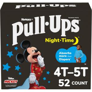 Pull-Ups Boys' Night-Time Potty Training Pants, Size 4T-5T Overnight Training Underwear (38-50 lbs), 52 Ct