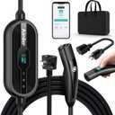 AIMILER Level 1/2 Tesla Charger, 16A, 25ft Cable ETL Certified, 240V NEMA 6-20P Plug & 110V 5-15P Adapter Cable, Portable Electric Car EV Charger for Tesla Models Y/X/3/S or Other Nacs EVs (Black)