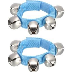 PATIKIL 2pcs Wrist Bells, Jingle Bells Ankle Bells Hand Bells Wrist Bells Bracelet Percussion Instruments Musical Rhythm Band with 5 Silvery Bells for Party Christmas, Blue