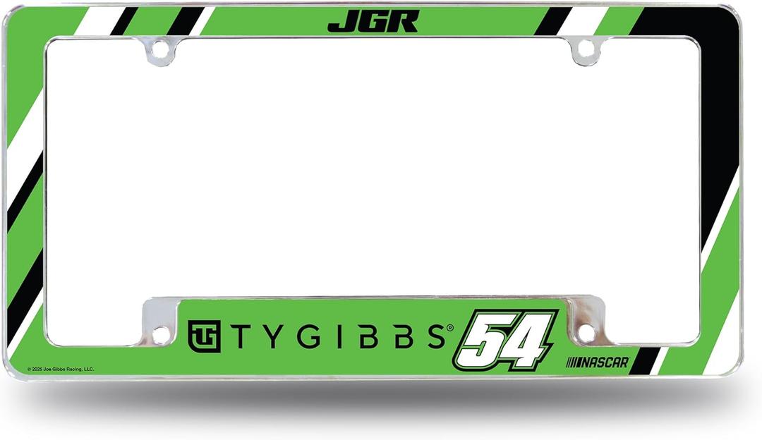 Rico Industries NASCAR Racing Ty Gibbs 12" x 6" Chrome All Over Automotive License Plate Frame for Car/Truck/SUV