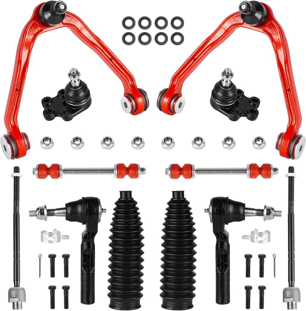 TadaMark Front Upper Control Arm with Ball Joints Suspension Kit with Polyurethena Bushing,Tie Rod Ends Sway Bar Stabilizer Links Fit for Chevrolet Silverado for GMC Sierra 1500 1999-2006 RWD