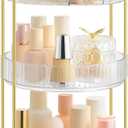 SONGMICS Makeup Organizer, 3-Tier Round Rotating Skincare Organizer Countertop, Customizable, Toiletries Vanity Organizer, Lazy Susan, Gift, Transparent UJKA011W02