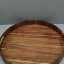 Extra Large Round Ottoman Coffee Table Tray, 22" Big Kitchen Serving Trays for Huge Ottoman Counter Giant Decorative Organizer, Huge Wood Serveware Tray with Built-in Handle for Big Job