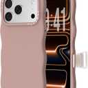 ORNARTO for iPhone 17 Pro Case 6.3", Wavy Liquid Silicone Shockproof Drop Protection Cover with Camera Control Button, Skin-Friendly Microfiber Lining  Latte