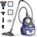 Aspiron Canister Vacuum, Upgraded 1600W Bagless Canister Vacuum Cleaner, Auto Cord Rewind, H13 HEPA Filter, 4Qt Large Capacity, 5 Tools for Hard Floors, Carpet, Pet, Upholstery, Tiles, Azure