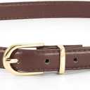 JASGOOD Womens Skinny Leather Belt Ladies Thin Faux Leather Belt with Gold/Silver Buckle for Jeans Dress Pants (Fit waist size 26-30 inch)