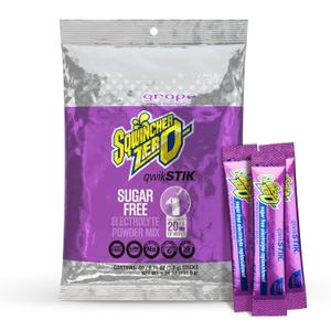 Sqwincher Zero Qwik Stik, Grape, Sugar Free, Low Calorie, Low Sodium Electrolyte Powder Hydration Drink Mix, .11 0z Packet (Pack of 50) (EXP 07/09/26)