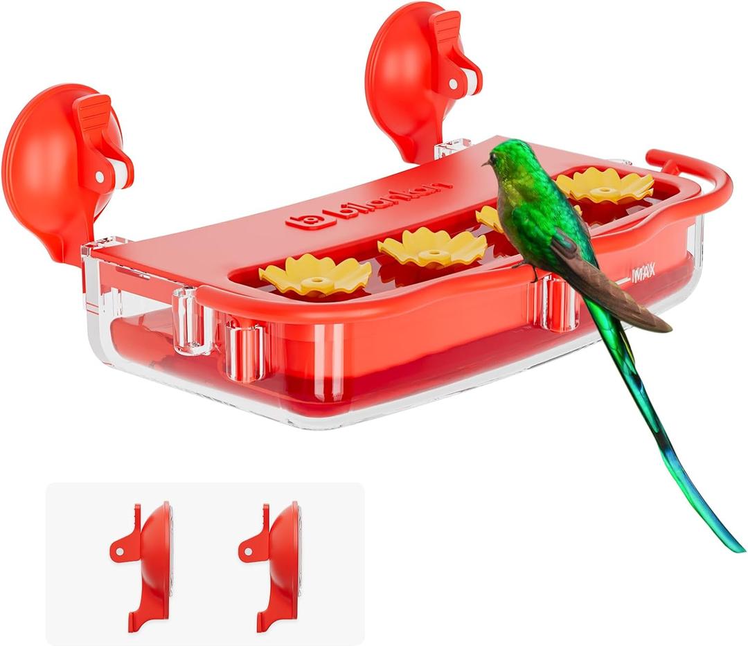 2 x Window Hummingbird Feeder Strong Suction Cup, Hummingbird Feeders for Outdoors Window Up Close Bird Watching, Ant and Bee Proof, Easy to Refill, Clean and Install (1 Pack)