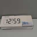 Peakeep Small Digital Alarm Clock Plug in for Bedrooms Bedside, Tiny Electric Clock Large Big Numbers Display Battery Backup for Desk Table, 6 Dimmers, 5 Adjustable Alarm Volume (White)