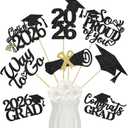 5 x 24Pcs Black 2026 Graduation Table Centerpieces Sticks, 2026 Graduation Party Centerpieces for Tables 2026 Black 2026 Graduation Table Centerpieces Decorations
