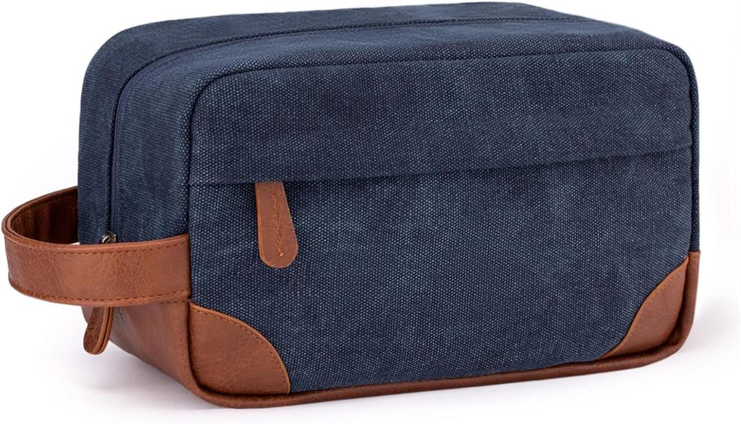 Vorspack Toiletry Bag Hanging Dopp Kit for Men Water Resistant Canvas Shaving Bag with Large Capacity for Travel - Navy Blue (Medium, Navy Blue)