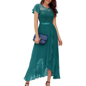 BeryLove Formal Dresses for Women 2025 Wedding Guest with Slit Cocktail Elegant Lace Long Prom Dress,Size M