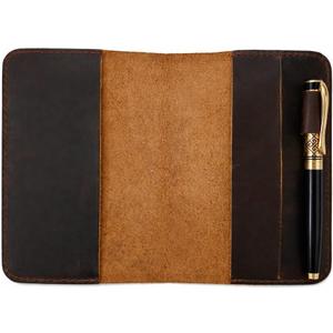 Handmade Leather A6 Notebook Cover Compatible for Leuchtturm 3.6 x 5.9 in, Refillable Travel Journal Case for Men & Women, Compatible with Moleskine Hobonichi Pocket Planner (Dark Brown)