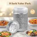 60 Pack 9” Round Aluminum Pans with Clear Lids, Disposable Foil Pie Pans with Lids, Pie Tins Disposable, Freezer & Oven Safe for Storing, Baking, Meal Prep & Reheating