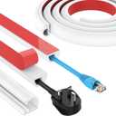 196 Inch Wall Cord Hider, Silicone Self Adhesive Cable Hider Cord Cover, Flexible Wire Covers for Cords Cable Cover Cable Concealer for Wires W0.59 H0.39 White (White, 196 inch)