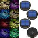 Sumind 4 Pack Replacement Solar Light Top Lantern Solar Light Parts 8 Color LED Waterproof Round 3.1 Inch Outdoor Replacement Lights for Lanterns Garden Patio Yard Hanging DIY Decorations
