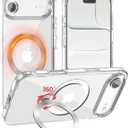 for iPhone Air Case Clear with 360Spin Magnetic Stand, Compatible with MagSafe, Military-Grade Slim Protective Cover Kickstand & Ring Holder,17 air Transparent 6.5"