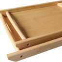 Bamboo Serving Tray Rectangle Platter Breakfast Dinner Food Bed Tray for Eating Kitchen Restaurants (1, 15" x 10.2" x 1.2" (with Handle))