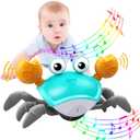 Crawling Crab Baby Toy - Tummy Time Toys - with Music and LED Light,Built-in Rechargeable Battery and Volume Can be Turned Off for 0-6 6-12 12-18 36 Months Walking Toddler Birthday Gift(Blue)