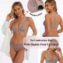 Deep V Bra Low Cut Sexy Push Up Bralettes for Women Padded Comfy Smoothing Wireless Lifting Bras Seamless Bralette (L)