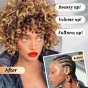 Gowit Gogo Curl Crochet Hair 8 Inch 6 Packs Short Curly Crochet Hair for Black Women Ombre Brown Blonde Deep Ocean Wave Synthetic Crochet Braids (8inch,T3027)