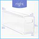 Plastic Food Storage 4 Pack Clear Container Bin with Handles for Organizing Kitchen, Pantry, Fridge, Freezer, Pantry,Bathroom. 16"x4"x5"
