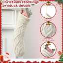 Soulchen 3 Pcs Dog Christmas Stockings Bulk 18 Inches Large Cable Knitted Hanging Christmas Stocking 15 Inch Bone Xmas Stocking for Family Xmas Tree, Fireplace for Dogs Pets (Lvory)