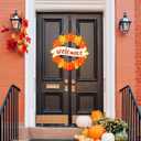2 x Fall Wreaths for Front Door Decor Foldable Welcome Sign Autumn Thanksgiving Harvest Hanging Decorations for Home Porch Wall