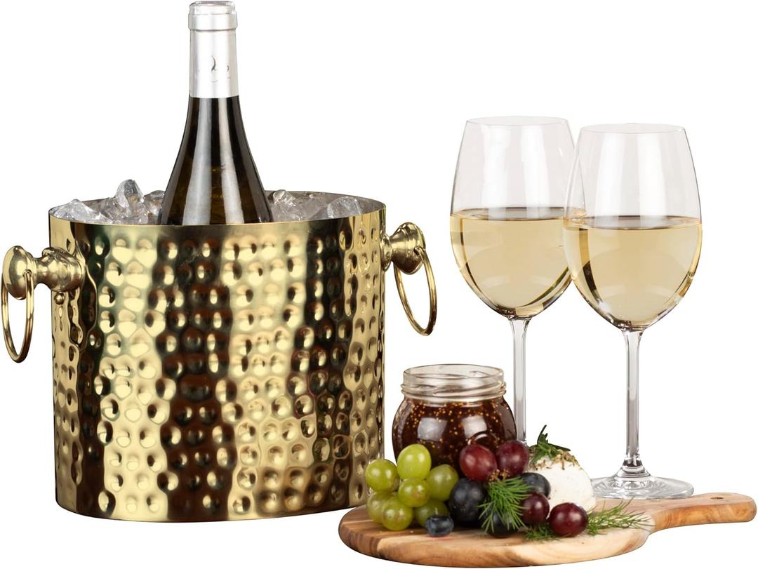 Chic Chill 1-Bottle Wine Chiller Ice Bucket | Keeps Wine & Champagne Bottles Cold Without Touching Ice | Wine Bucket | Handcrafted Artisan Design | Patented Technology | Gold