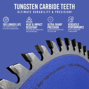 2-Pack 10" 60T Fine Crosscut Blades, TCT for Smooth, Clean Cuts in Wood, MDF & Plywood