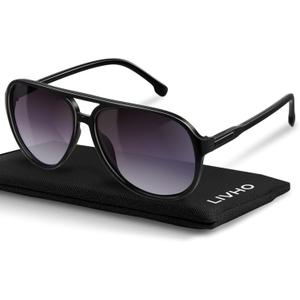 livho Trendy Polarized Aviator Sunglasses Women Men, Retro Sun Glasses for Women Men 2025, Oversized UV Protection Shades (Light Black/Grey)