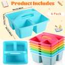 6 Pack Plastic Classroom Organizer Caddy with Handle, Multicolored