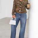 MEROKEETY Women's Fall Fuzzy Colorful Knit Cardigan Sweaters Winter Button Down Boho Casual Long Sleeve Outerwear Top (XL)