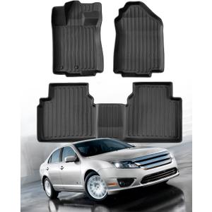 All Weather Floor Mats for Ford Fusion 2010 2011 2012, Custom Fit for Front 2nd Backseat Row Liners for Lincoln MKZ, TPE Heavy Duty Non-Slip Odorless Black Car Accessories for Mercury Milan 2010-2011