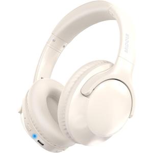 Bluetooth Headphones Wireless 68H with Mic,Decent Sound-Acceptable Milk | Adjustable Headband Foldable Over-Ear Lightweight for Office/Travel/Tablet/iPad/Laptop,HD Stereo Sound,Aux 3.5mm,White