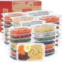 16oz Disposable Food Storage Containers with Airtight Lids, 50Pcs Reusable Deli Meal Prep Containers, Leakproof, Microwaveable, Dishwasher & Freezer Safe